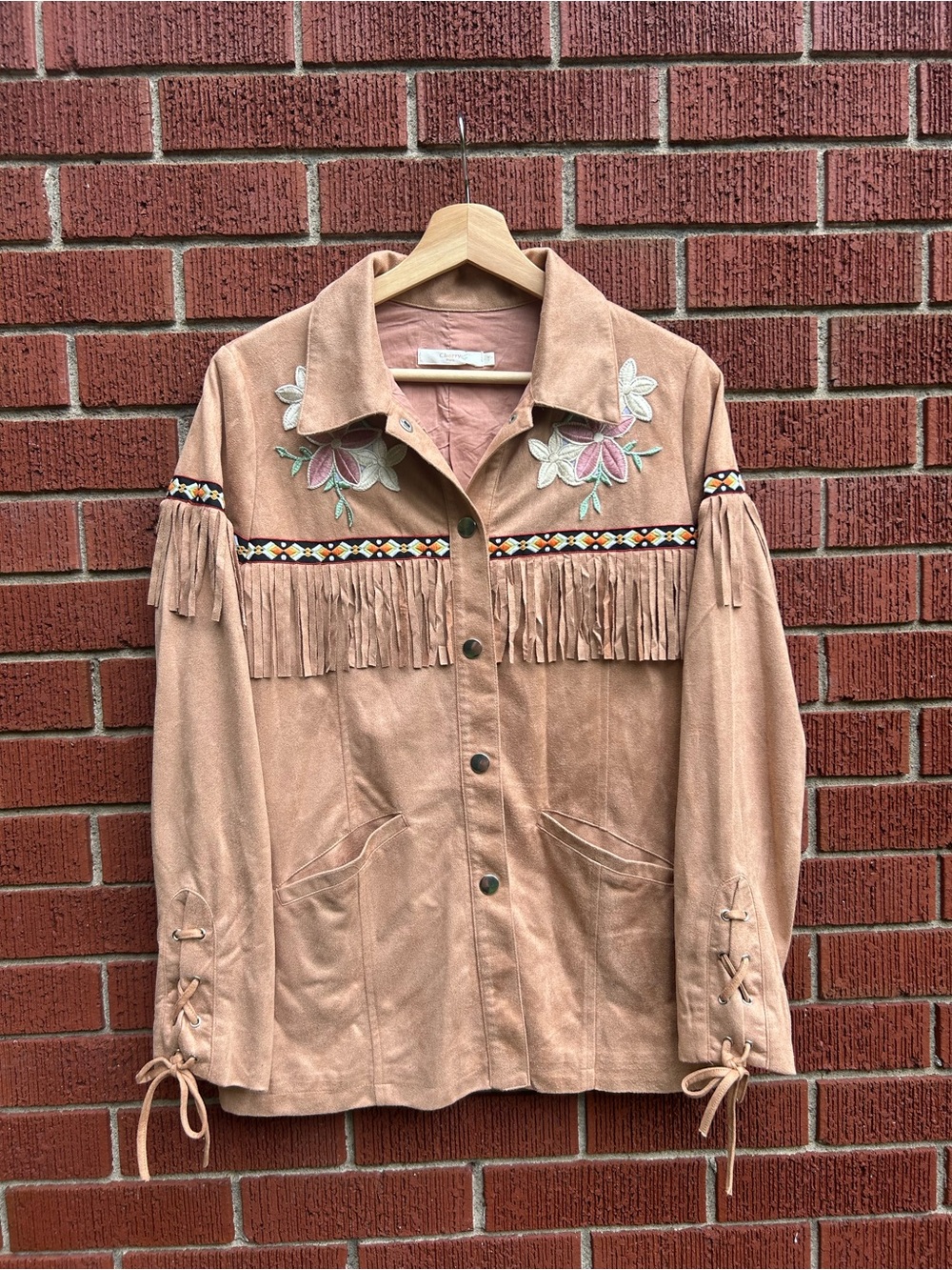 Cherry Paris Faux Suede Fringe Jacket – Size T1 (Small) Western Festival Fringe